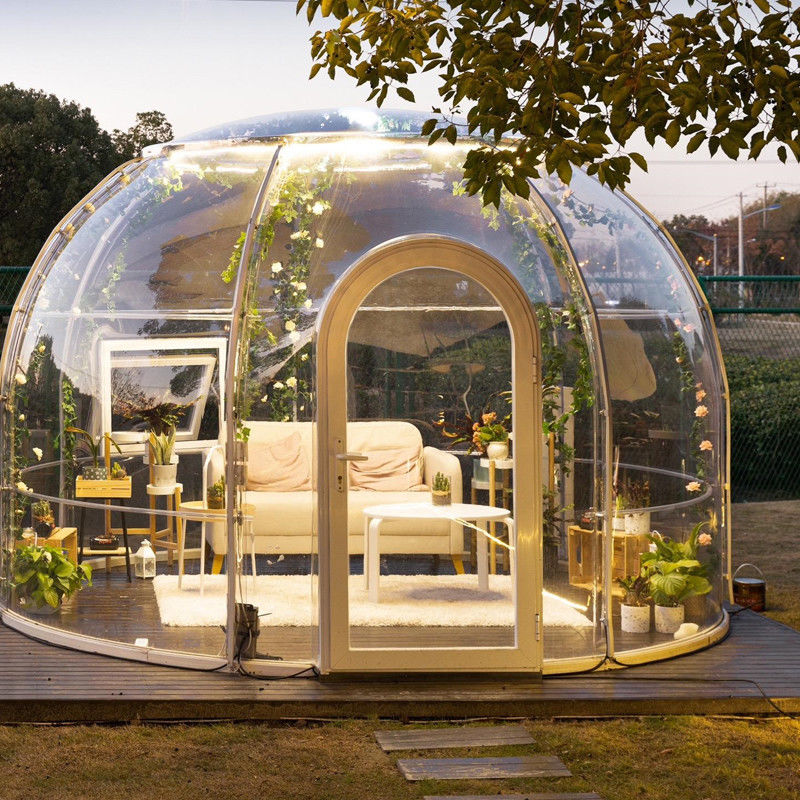 PC Clear Dome House Buiten bubbel tenten met aluminium raam en LED-licht
